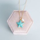 Starfish Pendant Necklace with Freshwater Pearl - Splendid Iris