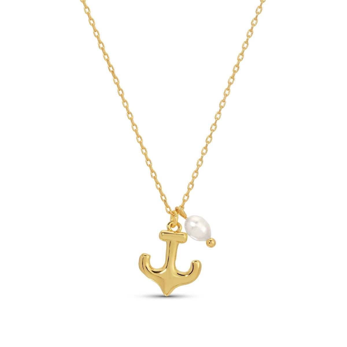 Anchor Pendant Necklace with Freshwater Pearl - Splendid Iris