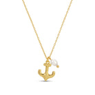 Anchor Pendant Necklace with Freshwater Pearl - Splendid Iris