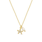 Pavé Starfish Pendant Necklace with Freshwater Pearl - Splendid Iris