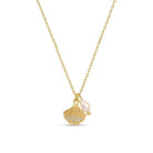 Scallop Shell Pendant Necklace with Freshwater Pearl - Splendid Iris