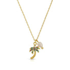 CZ Palm Tree Pendant Necklace with Freshwater Pearl - Splendid Iris
