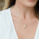 CZ Bow Pendant Necklace - Splendid Iris