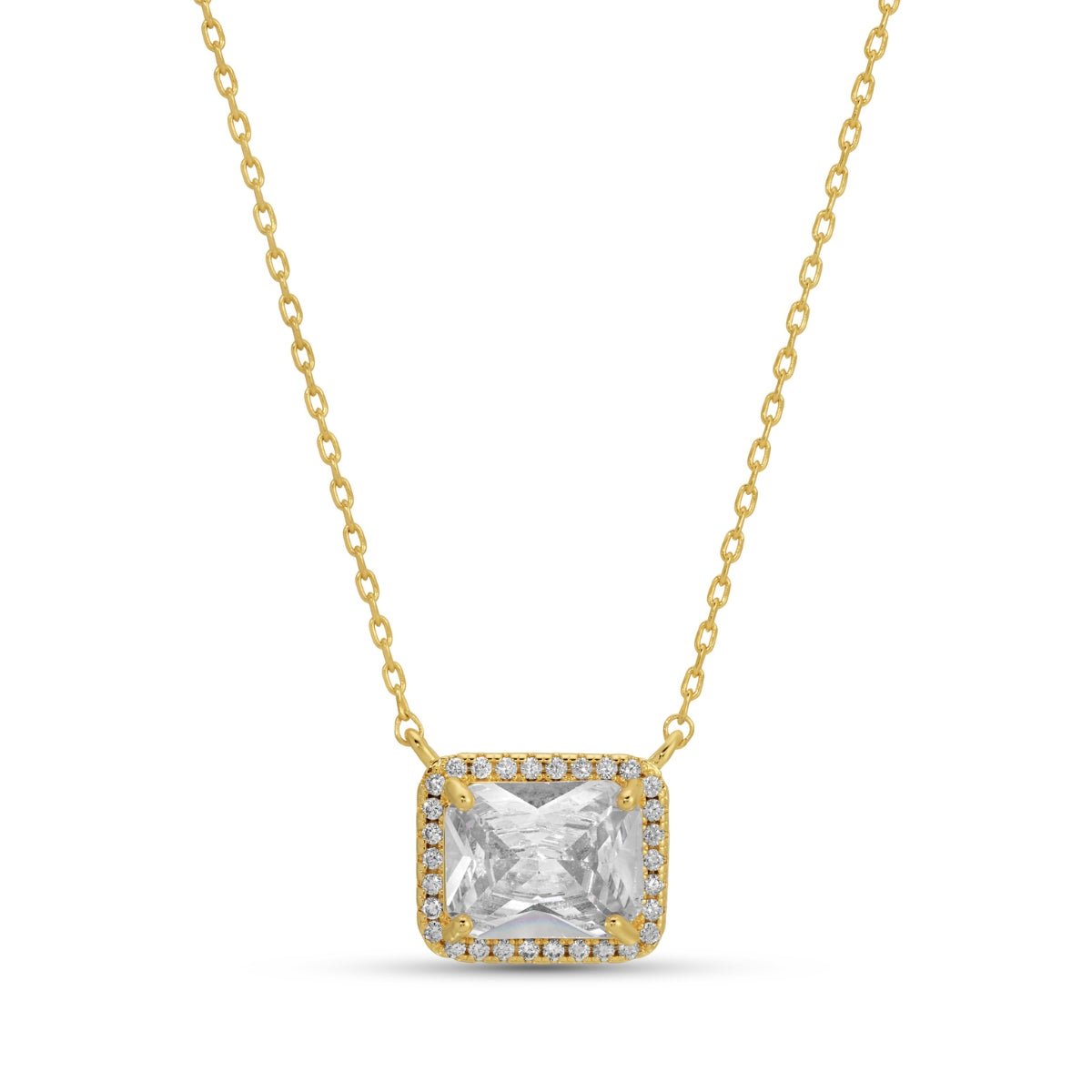 Bold Faux Diamond CZ Rectangle Pendant - Splendid Iris