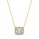 Bold Faux Diamond CZ Rectangle Pendant - Splendid Iris
