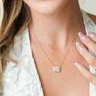 Bold Faux Diamond CZ Rectangle Pendant - Splendid Iris