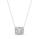 Bold Faux Diamond CZ Rectangle Pendant - Splendid Iris