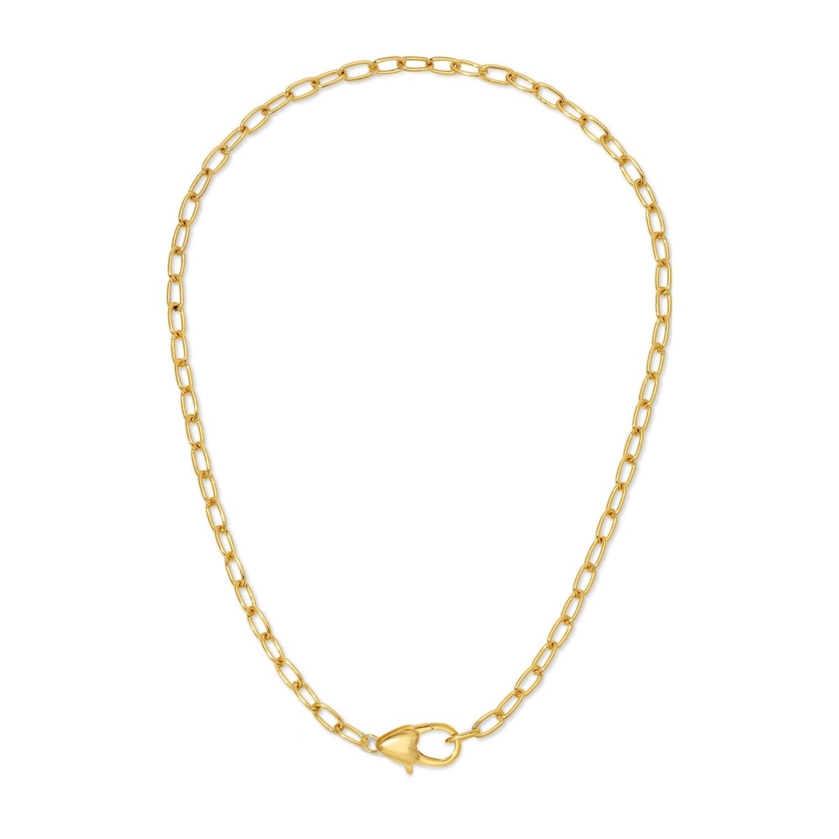 Oval Link Chain Necklace with Heart Clasp - Splendid Iris