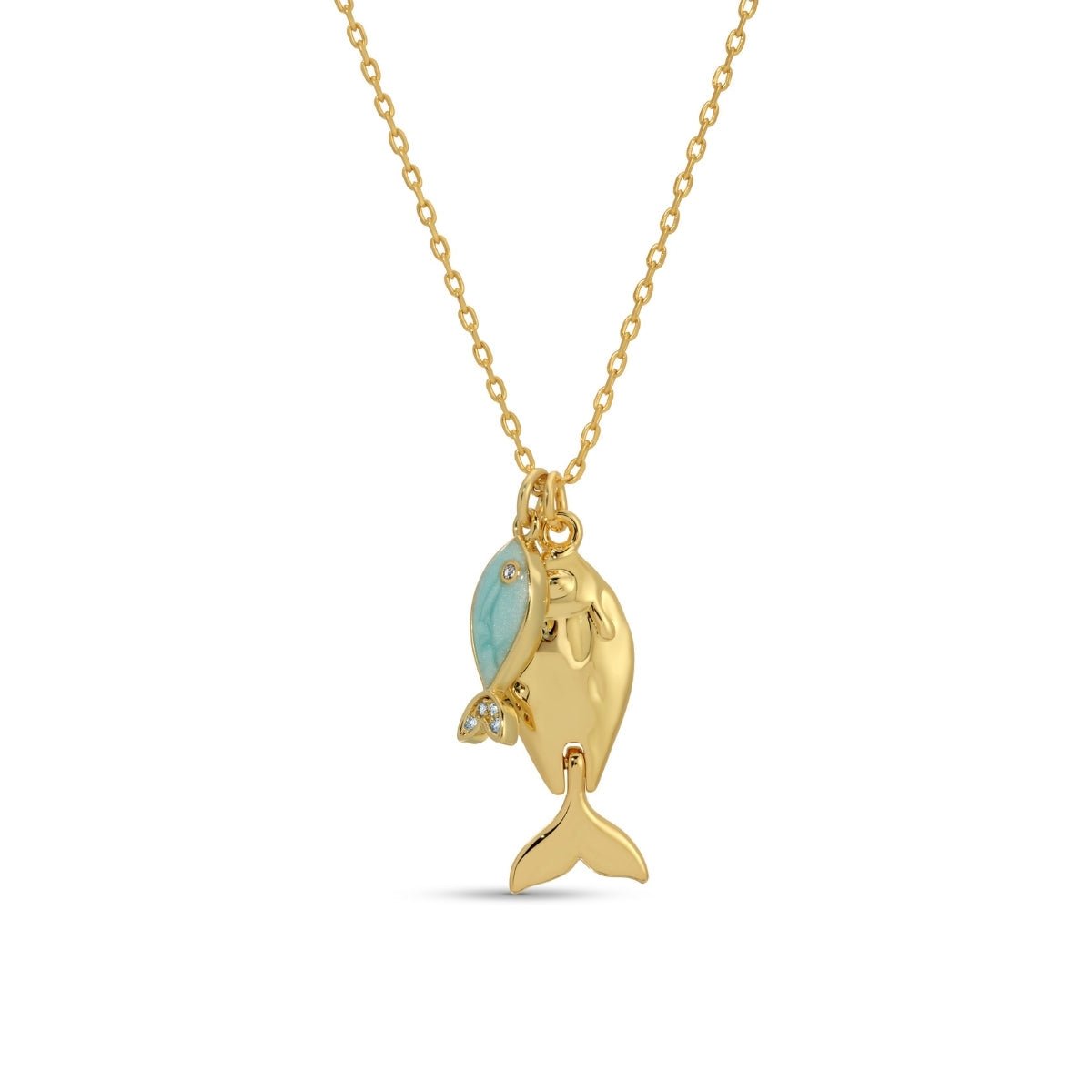 Large & Petite Fish Pendant Necklace - Splendid Iris