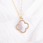 Luxe Quatrefoil Shell Pavé Pendant - Splendid Iris