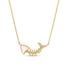Chic Pavé and Shell Fishbone Necklace - Splendid Iris