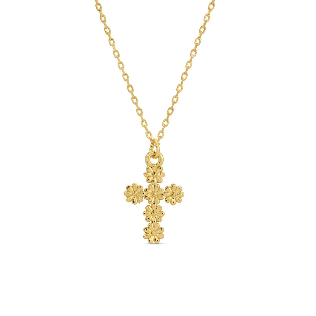 Floral Cross Pendant Necklace - Splendid Iris