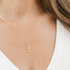 Floral Cross Pendant Necklace - Splendid Iris