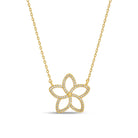 Delicate Pavé Plumeria Flower Necklace - Splendid Iris