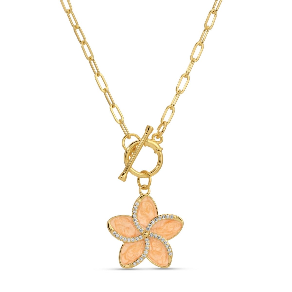 Plumeria Flower Necklace with Toggle Closure - Splendid Iris