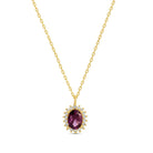Timeless Oval Cubic Zirconia Halo Necklace - Splendid Iris
