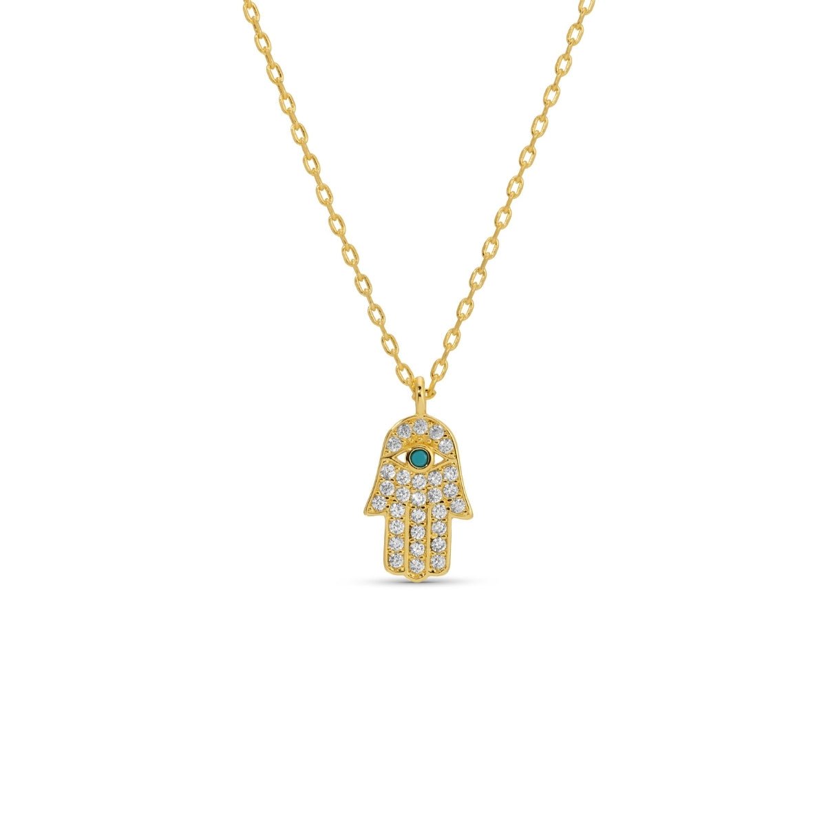 Pavé Hamsa Pendant with Evil Eye - Splendid Iris