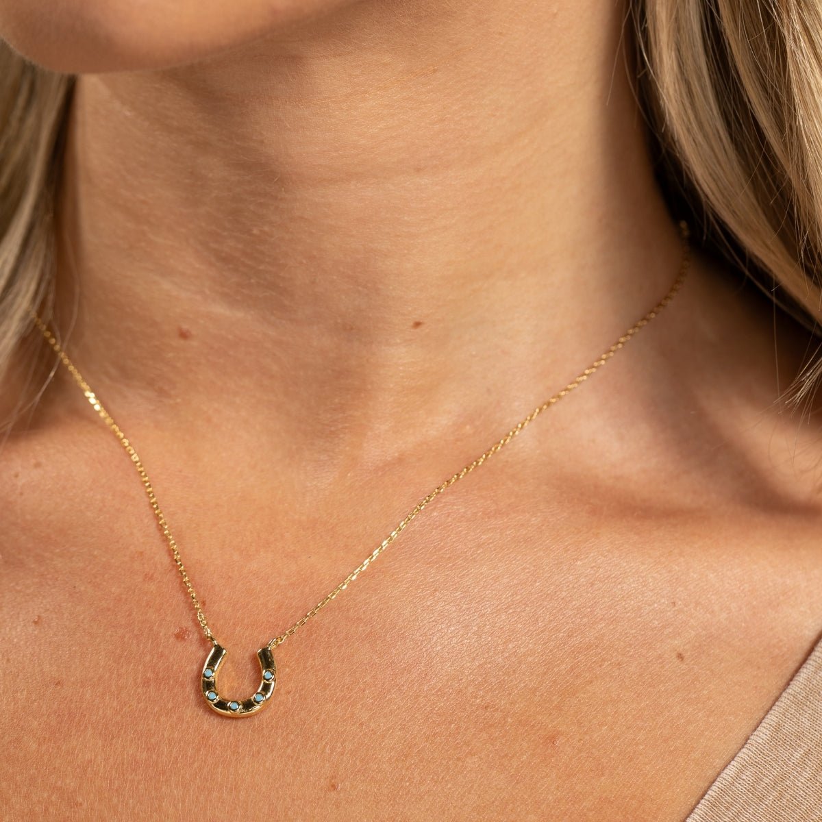 Horseshoe Pendant with Light Blue Accents - Splendid Iris