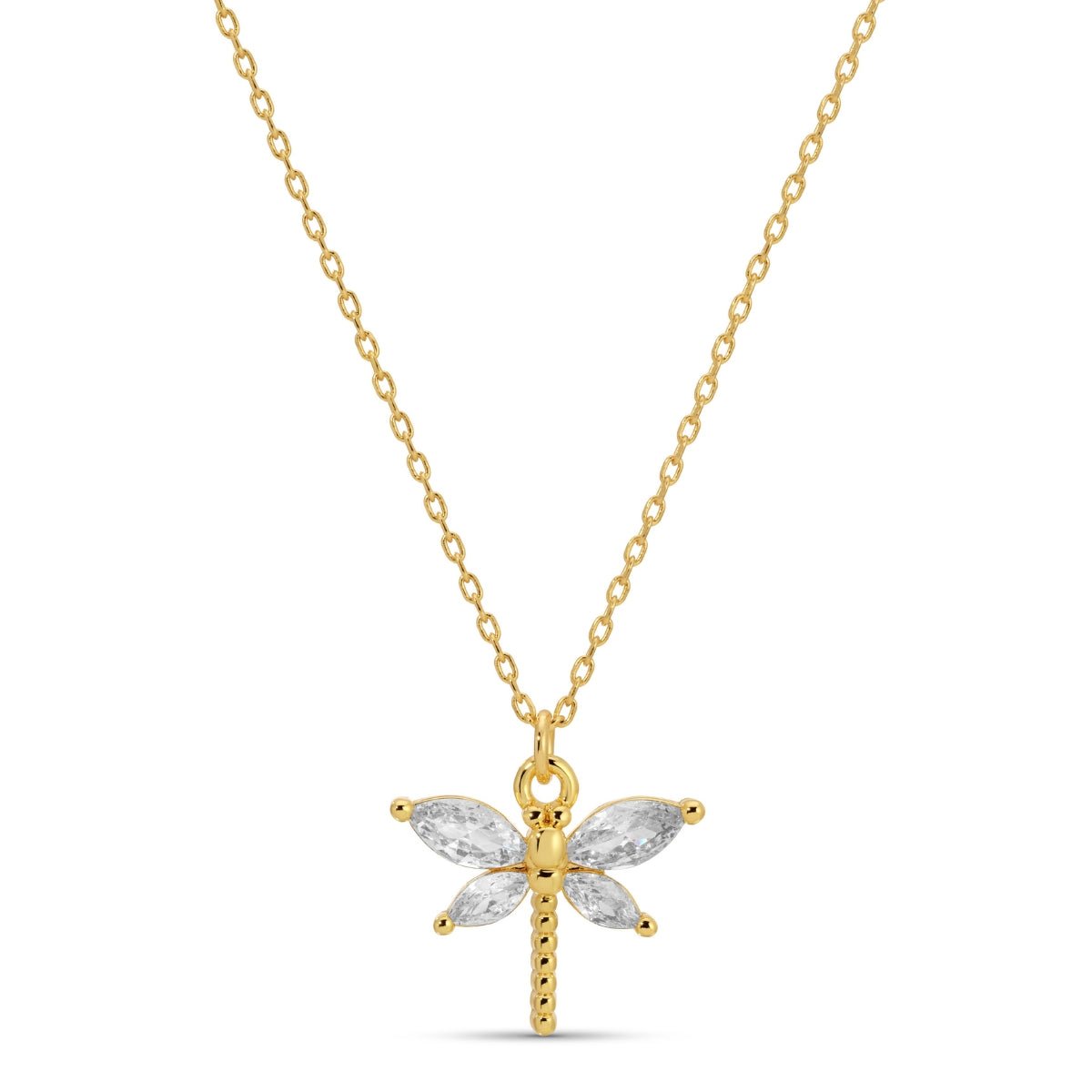 CZ Dragonfly Pendant Necklace - Splendid Iris