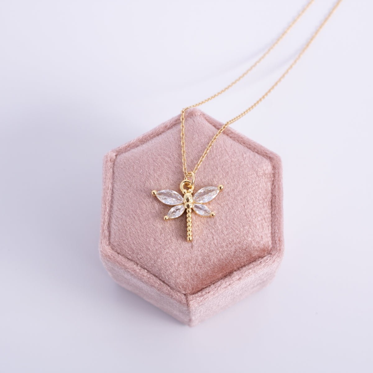 CZ Dragonfly Pendant Necklace - Splendid Iris