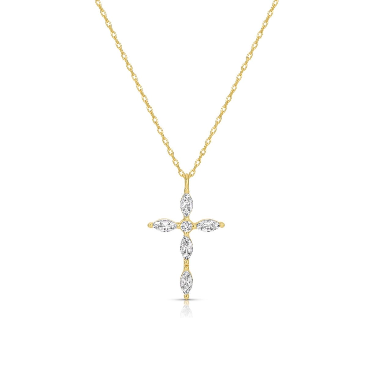 Classic Devotion: Delicate Cubic Zirconia Cross Necklace - Splendid Iris