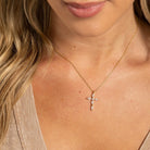 Classic Devotion: Delicate Cubic Zirconia Cross Necklace - Splendid Iris