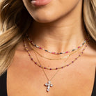 Bold in Faith CZ Cross Necklace - Splendid Iris