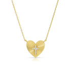 Pavé Cross & Heart Burst Pendant Necklace - Splendid Iris