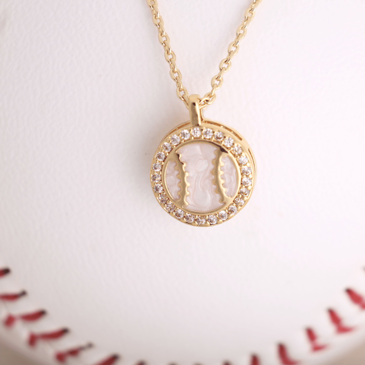 Delicate Shimmering Baseball Pendant Necklace - Splendid Iris