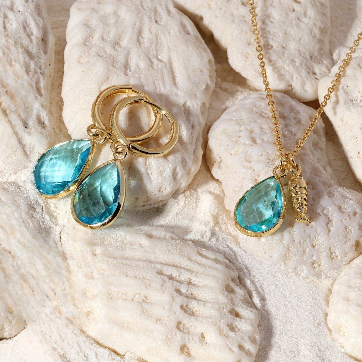 Fish & Glass Teardrop Necklace - Splendid Iris