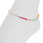 Stretch Seed Bead Pearl Anklets - Splendid Iris