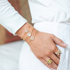 Adjustable Hexagon Shell Pavé Pulley Bracelet - Splendid Iris