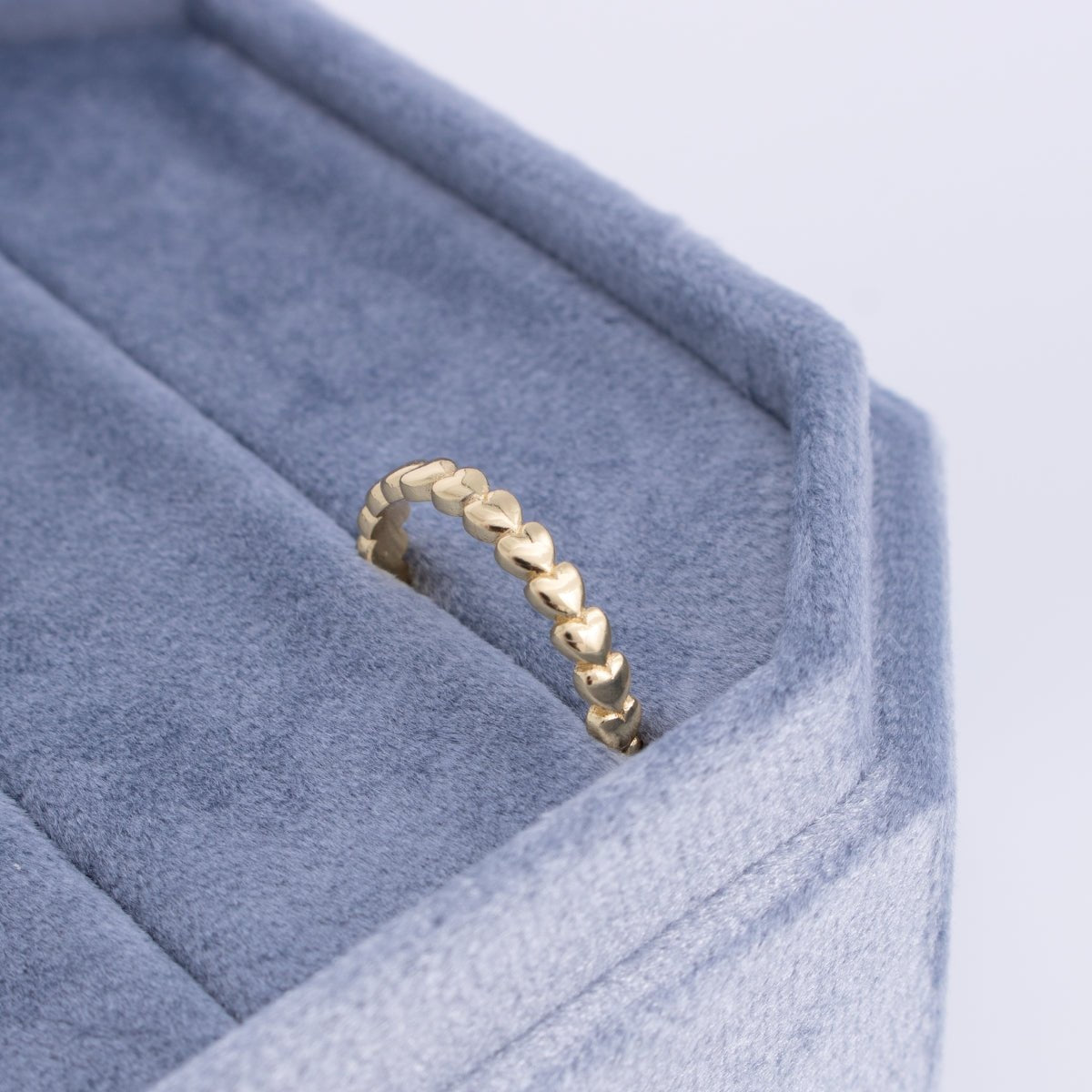 Delicate Row of Hearts Adjustable Ring - Splendid Iris