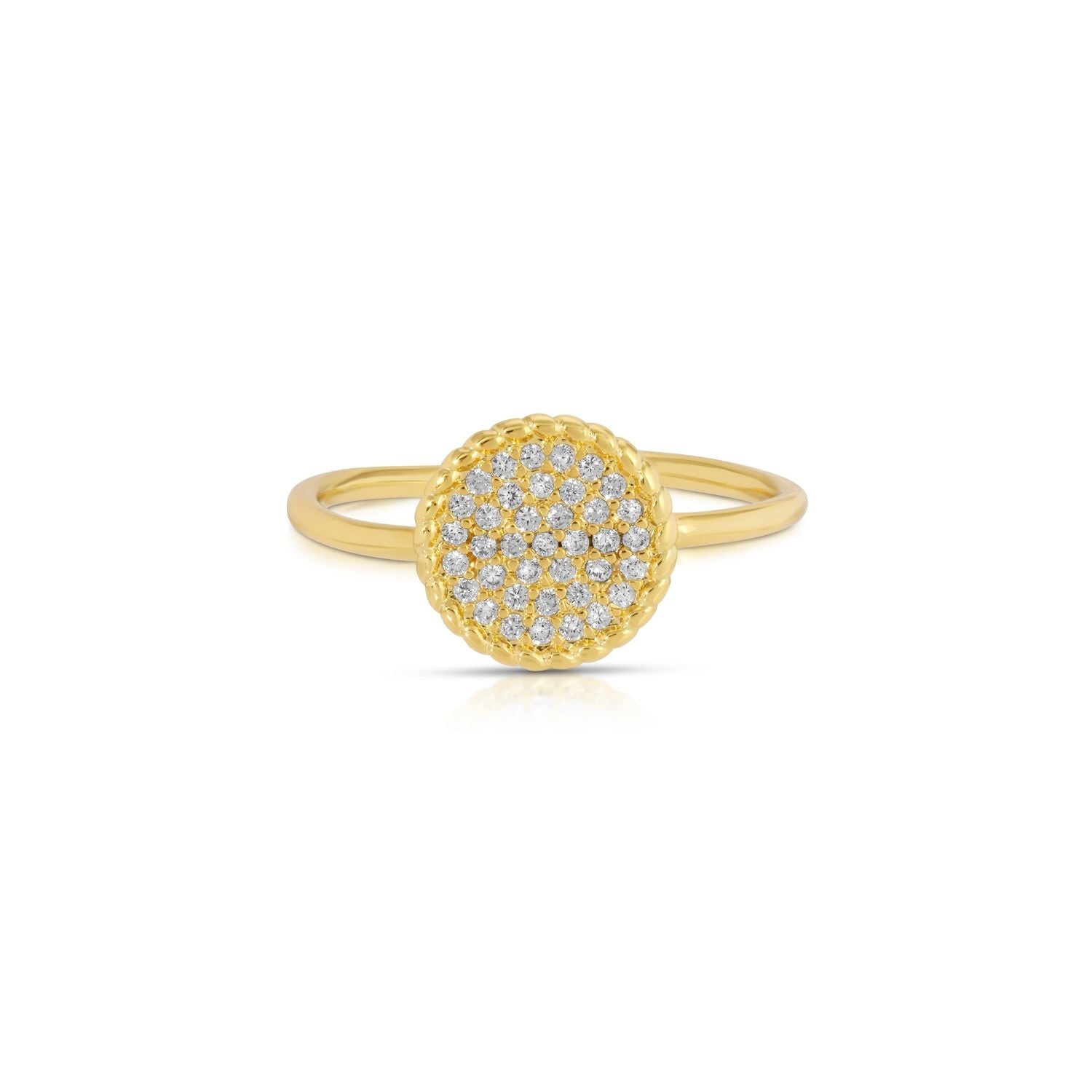 Pave Circle Delicate Adjustable Ring - Splendid Iris
