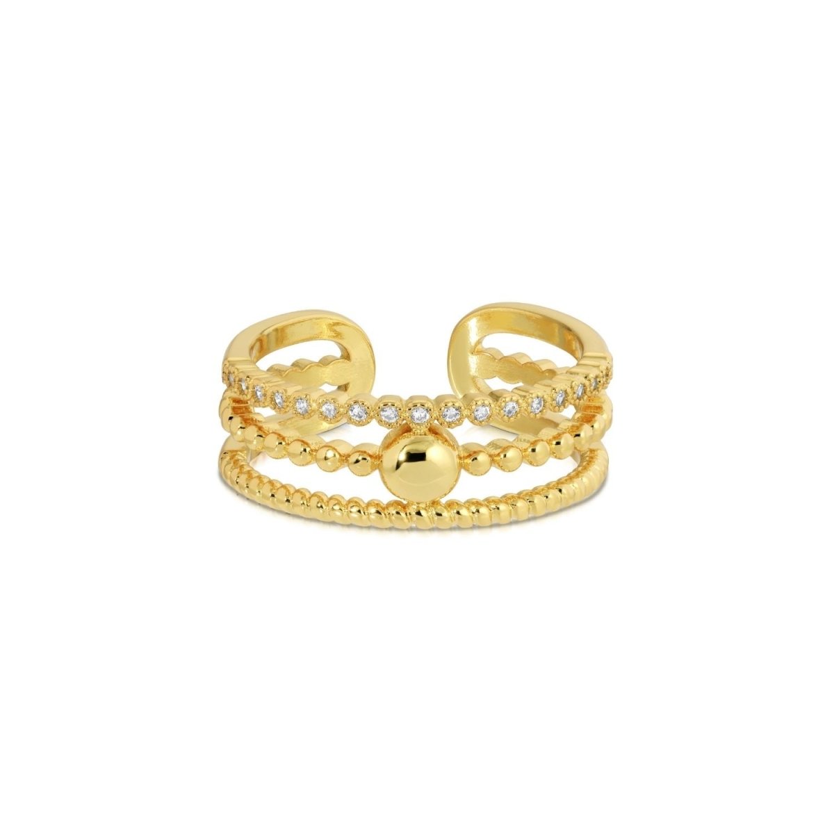Delicate Layered Adjustable Ring - Splendid Iris