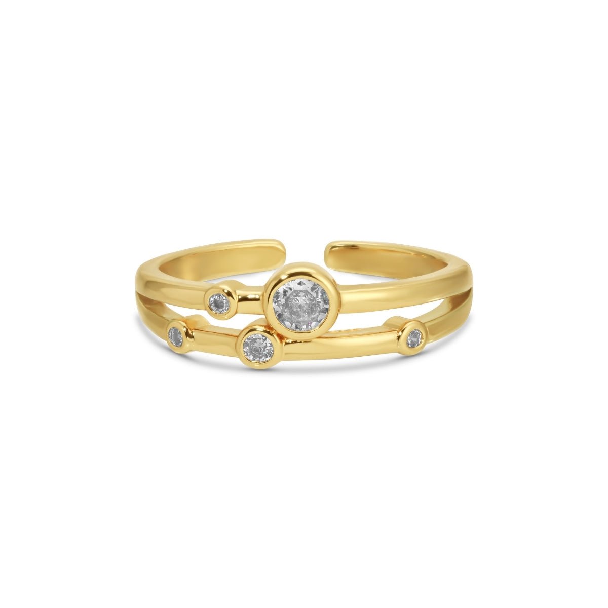 Round CZ Accented Adjustable Ring - Splendid Iris