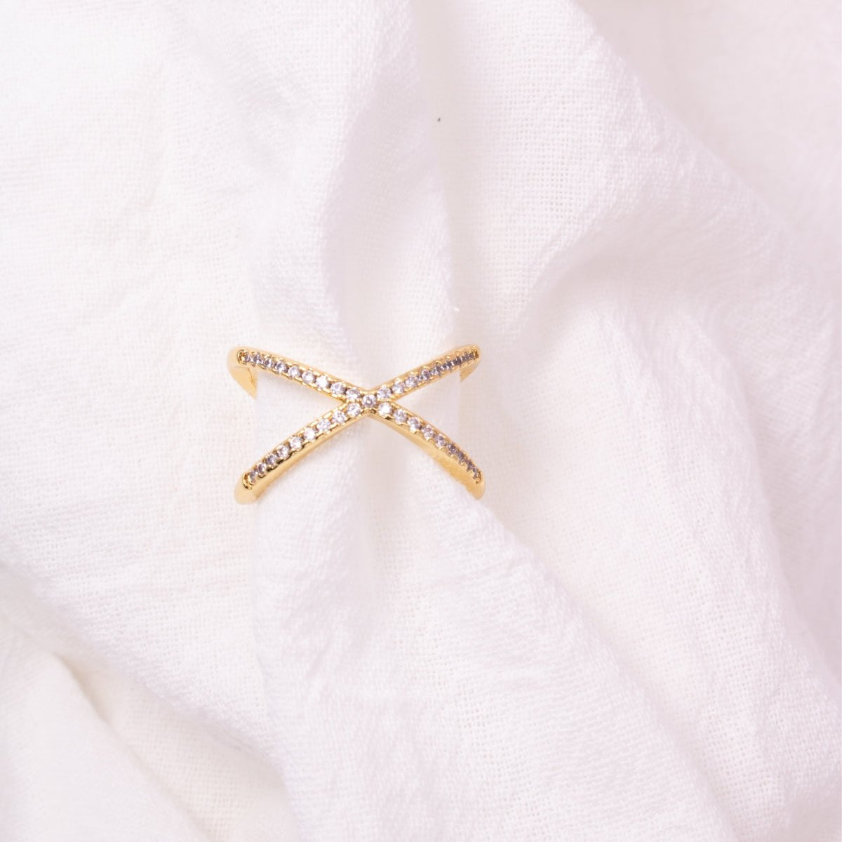 Large Pavé Criss Cross Adjustable Ring - Splendid Iris