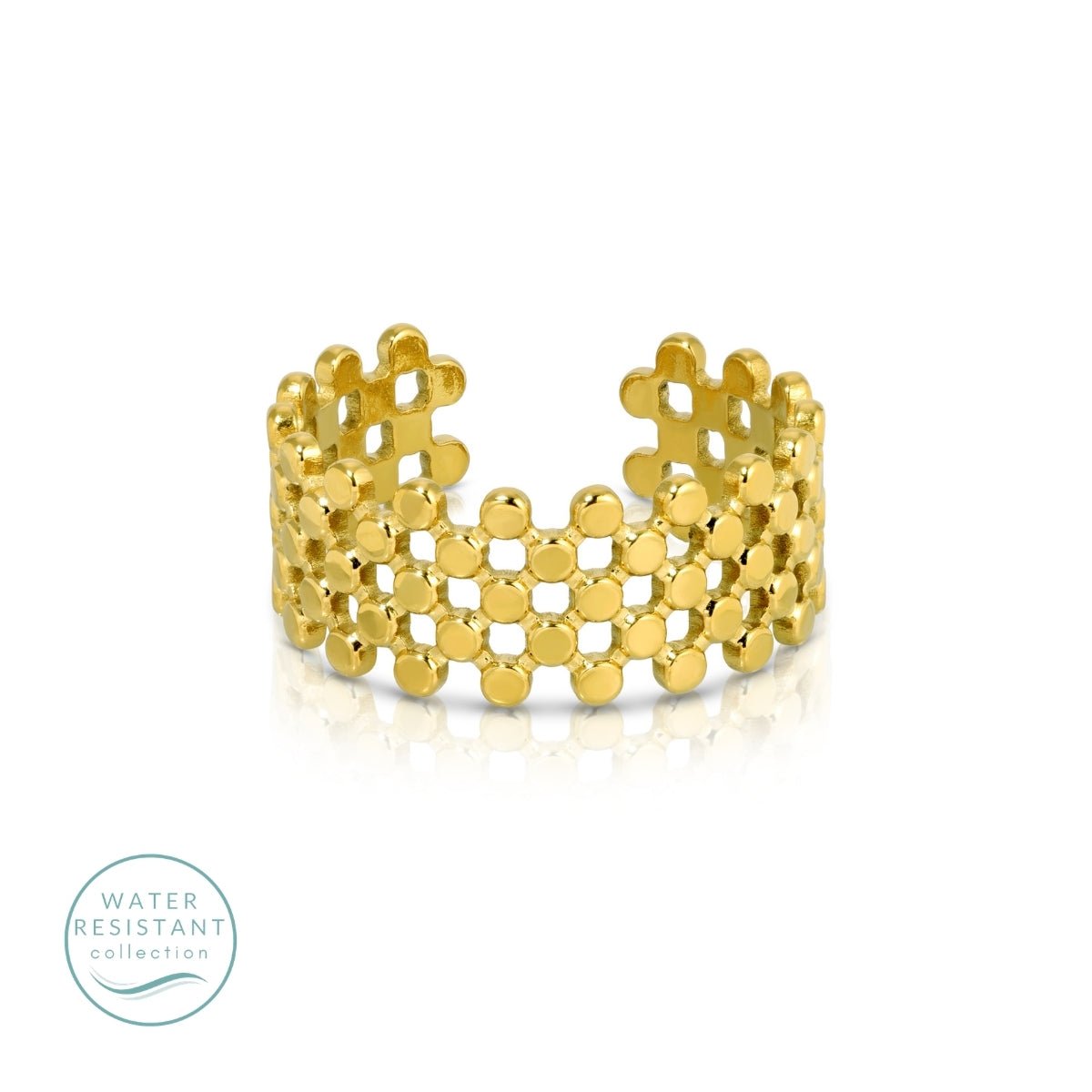 Wide Band Adjustable Statement Ring, Water-Resistant - Splendid Iris