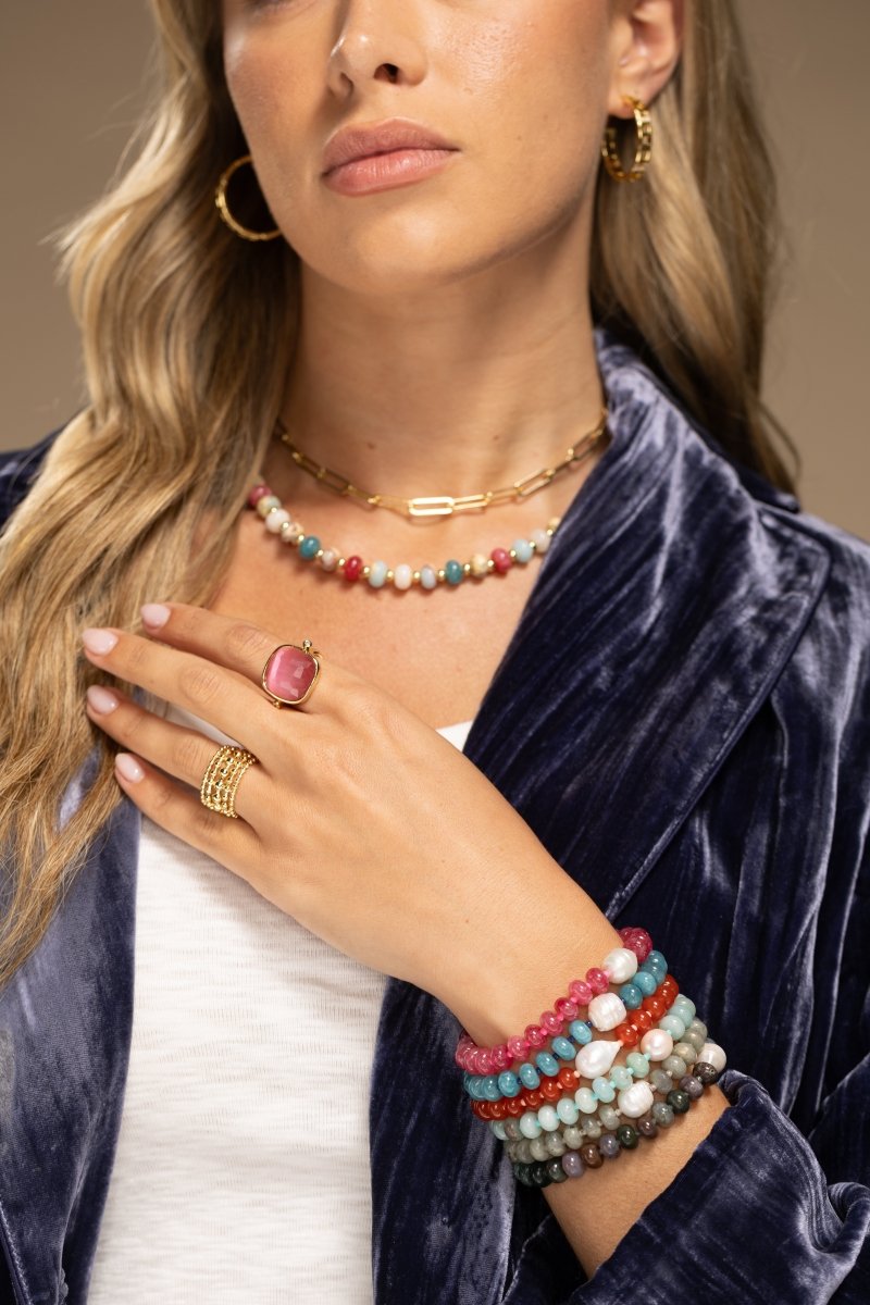 Stone Bracelet with Baroque Pearl - Splendid Iris