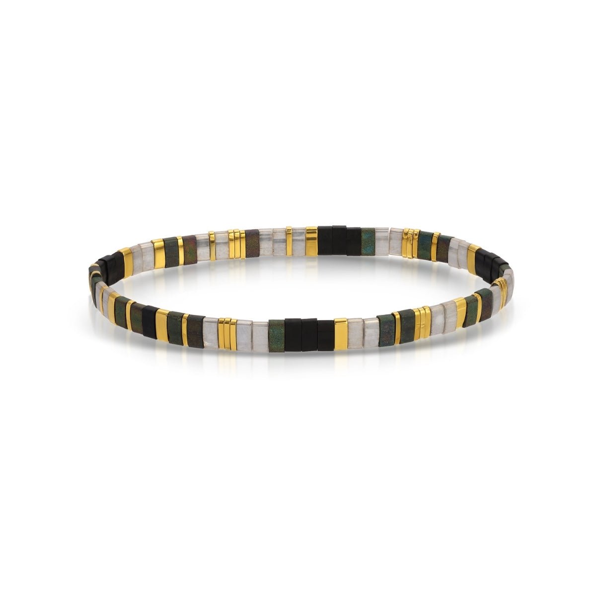 Bracelet Ajustable Miyuki Perles En Verre Japonaises - Doré/bronze/turquoise - Fait Main - Neuf