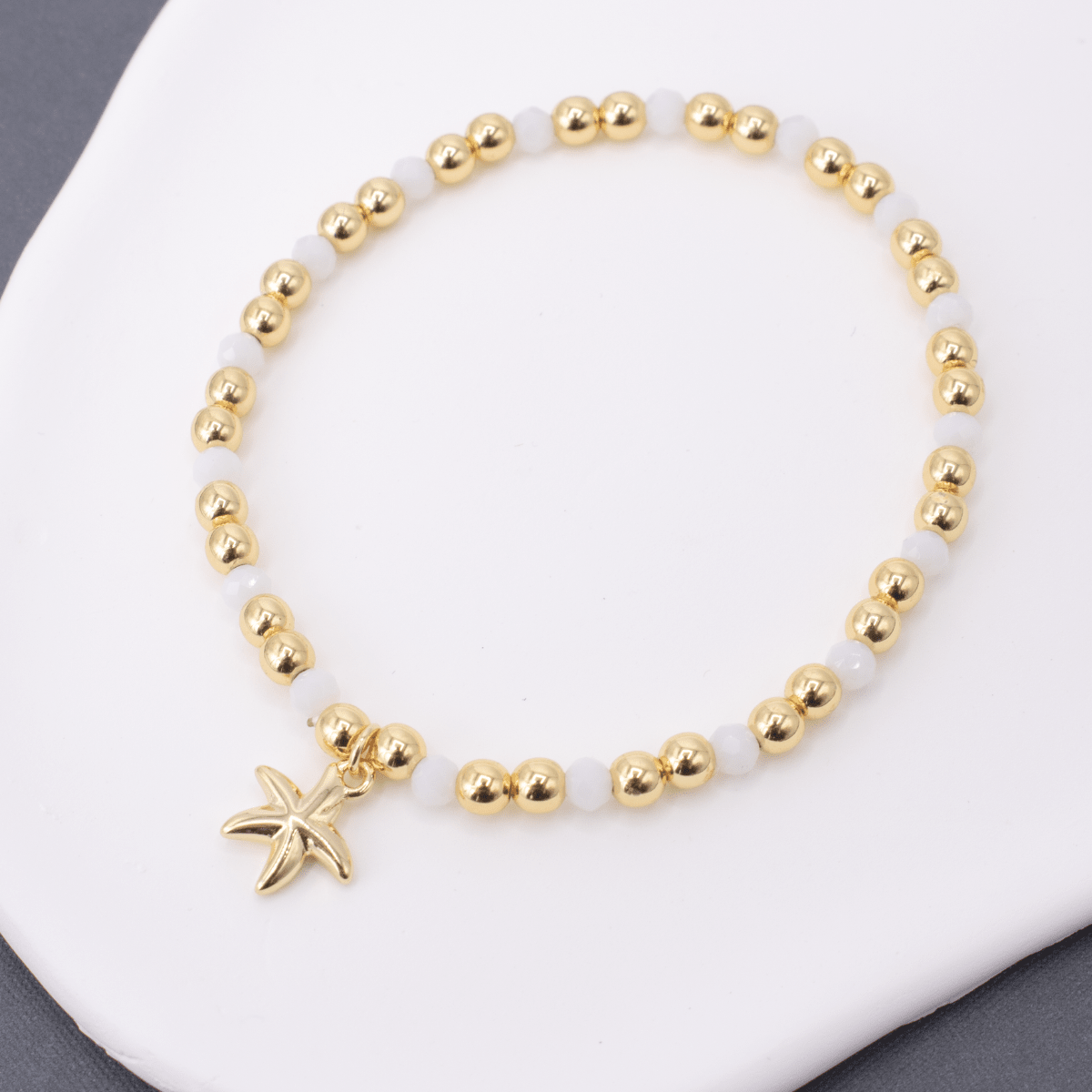 Starfish Charm Beaded Stretch Bracelet - Splendid Iris