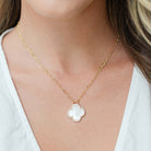 Luxe Quatrefoil Shell Pavé Pendant - Splendid Iris