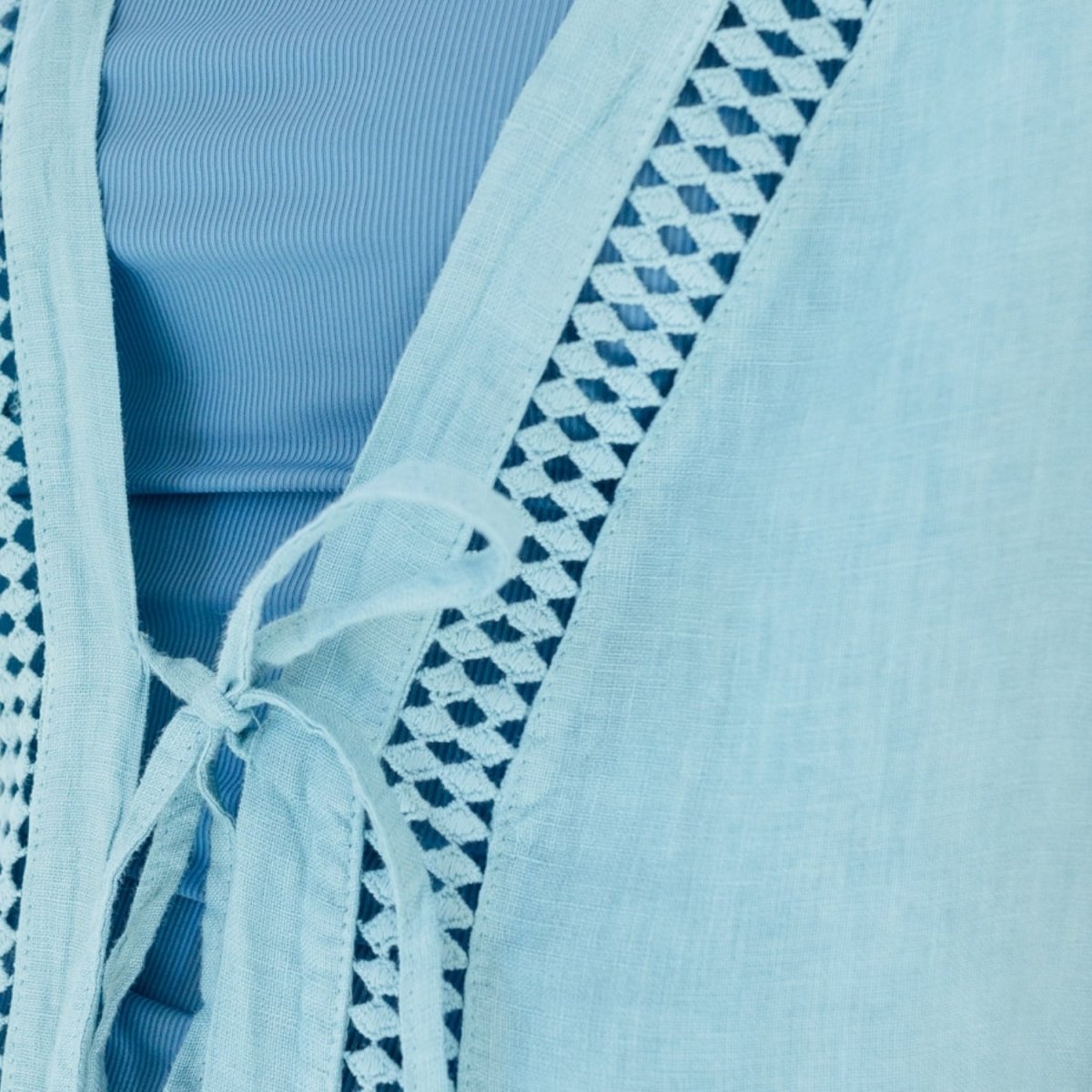 Linen Long Vest / Bathing Suit Cover - Up w/Single Tie - Splendid Iris