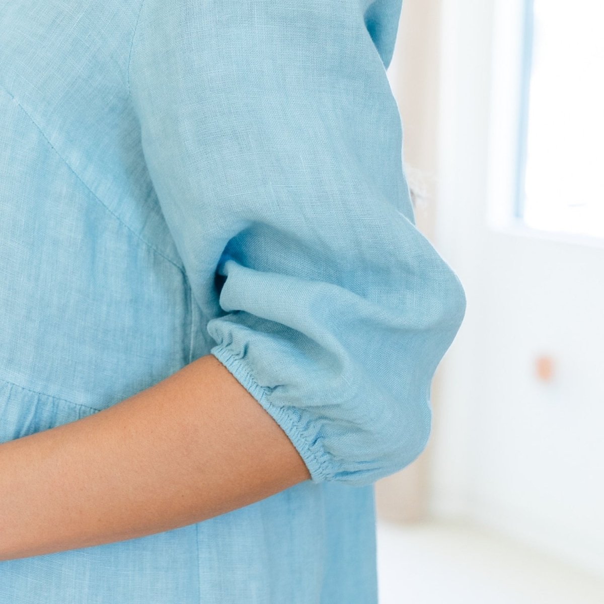 Linen 3/4 Sleeve Dress - Splendid Iris