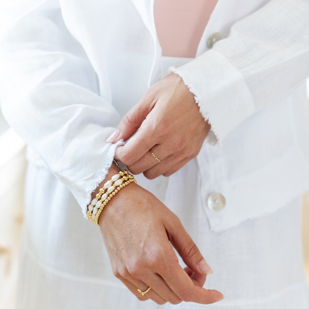 Linen Button Jacket Top w/ Fraying Detail - Splendid Iris