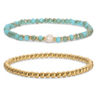 Beaded Duo Pearl Bracelet Set - Splendid Iris