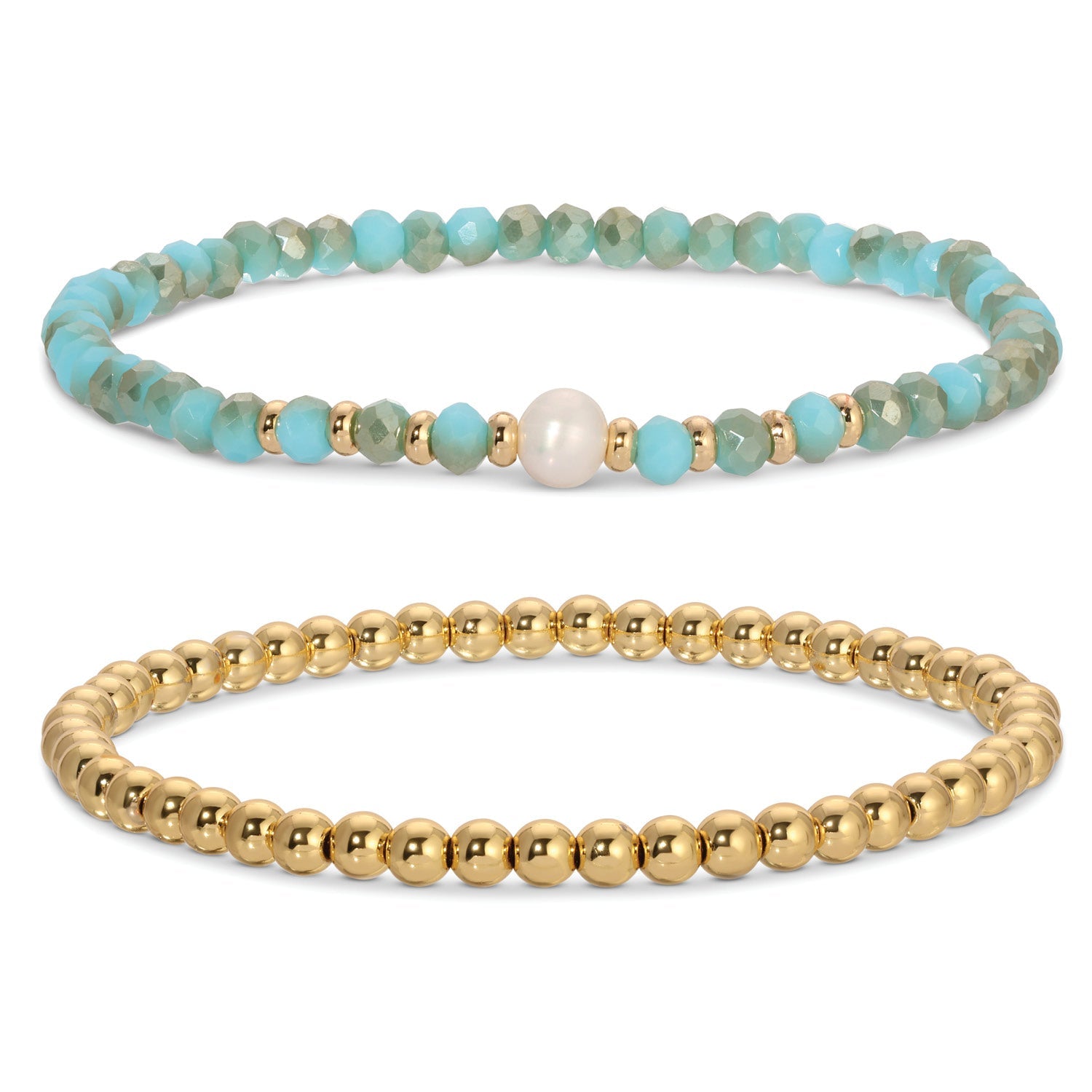 Beaded Duo Pearl Bracelet Set - Splendid Iris