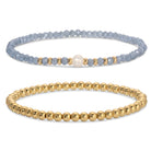 Beaded Duo Pearl Bracelet Set - Splendid Iris