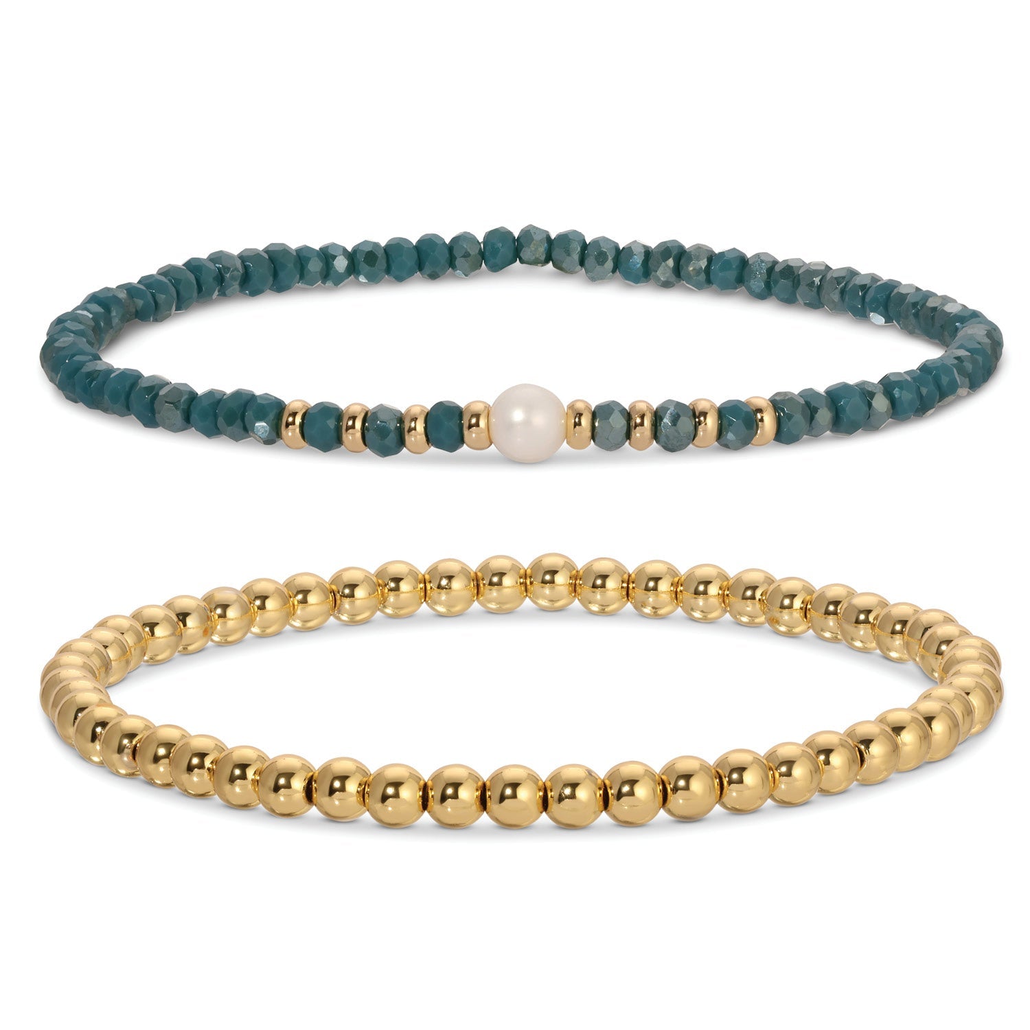 Beaded Duo Pearl Bracelet Set - Splendid Iris