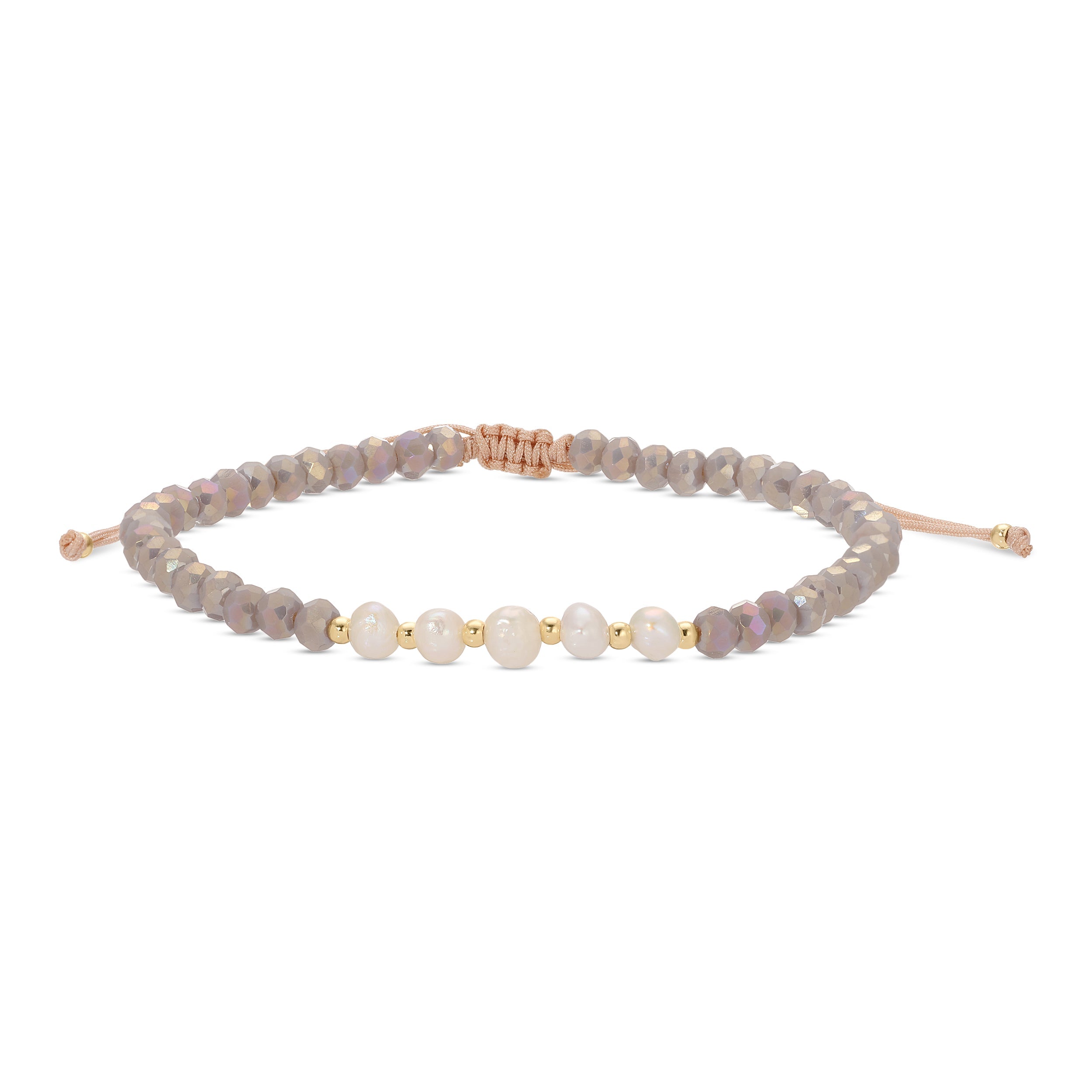 Pearl & Crystal Adjustable Bracelet - Splendid Iris